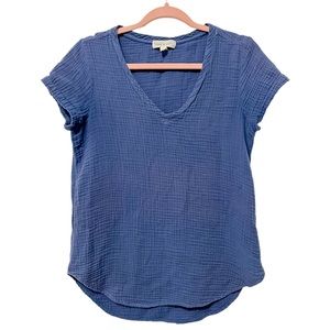 Cloth & Stone Cotton Gauze Muslin V-Neck Top Size Small